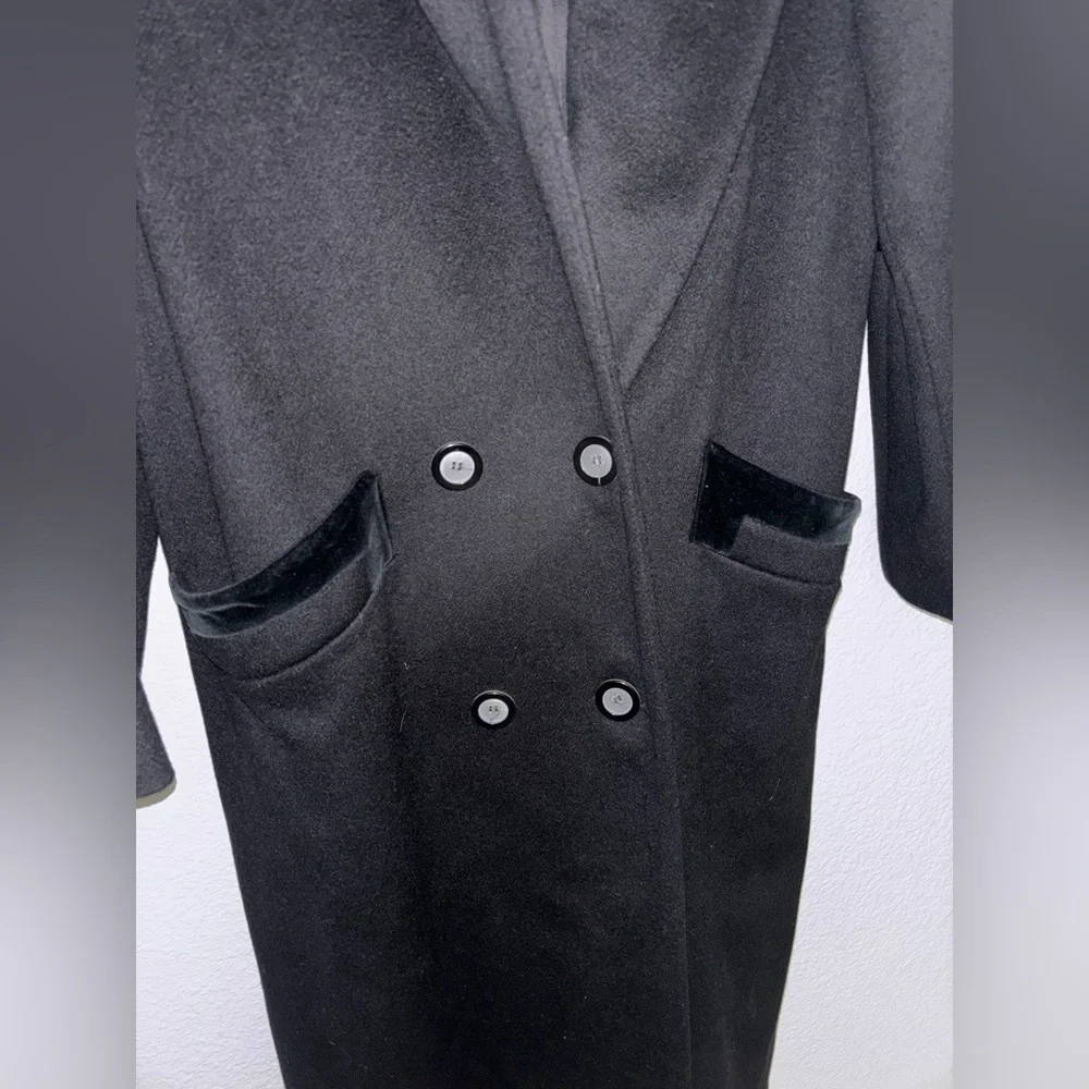 Wool coat black vintage made in USA size medium - Picture 5 of 8